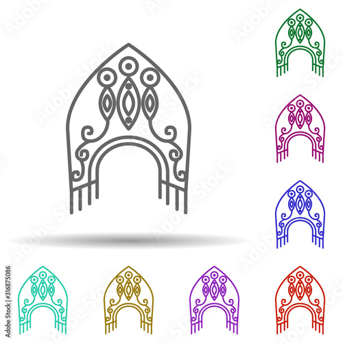 Russian, culture, kokoshnik in multi color style icon. Simple thin line, outline vector of russia icons for ui and ux, website or mobile application