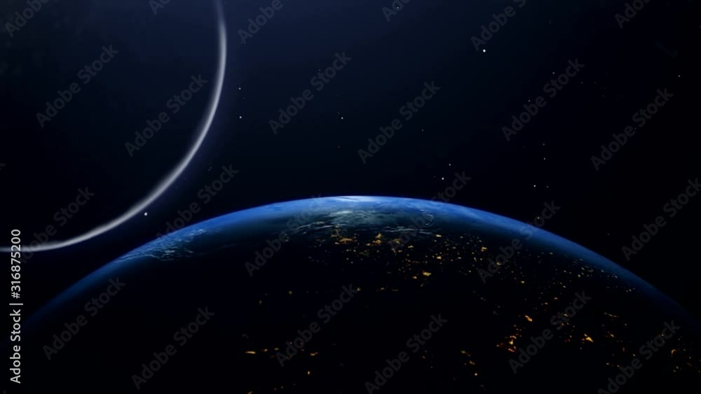 A comet is flying Near Earth. Space background, stock footage A comet is flying Near Earth. Space background, stock footage