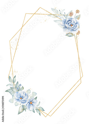 Obraz na płótnie Pentagon frame with floral elements hand drawn raster illustration w salonie