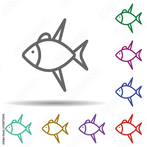 Tuna, fish in multi color style icon. Simple thin line, outline vector of seaside icons for ui and ux, website or mobile application
