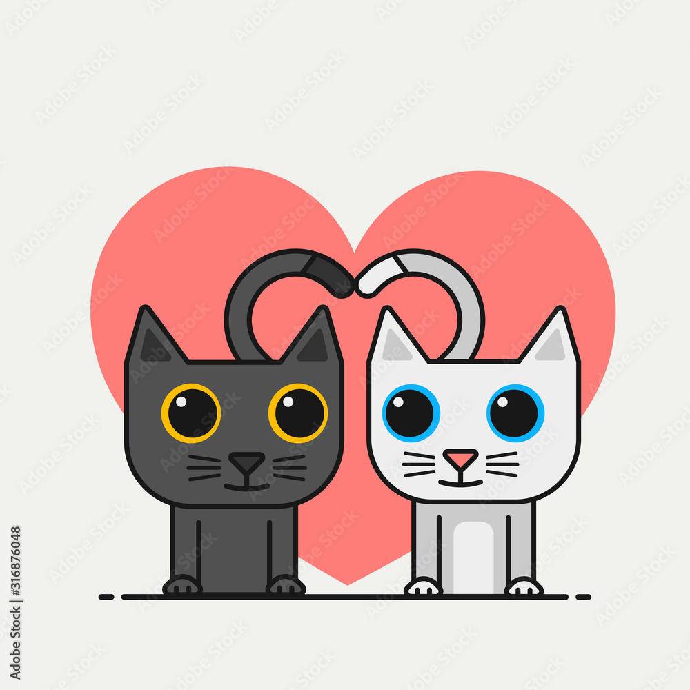 Vector cartoon lovely cats. To see the other vector cat illustrations , please check Cats collection.