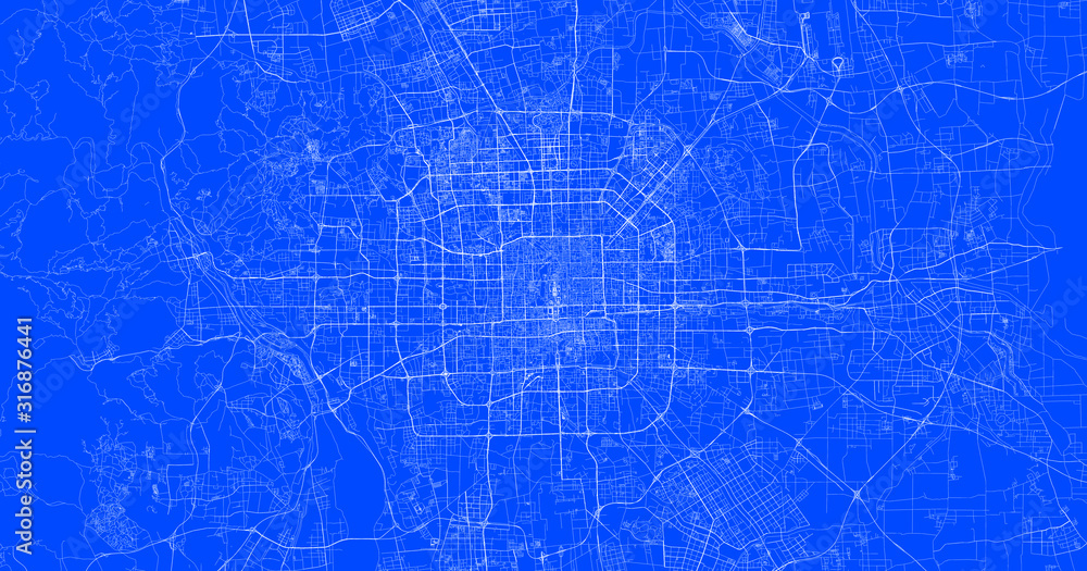 Fototapeta Blueprint of Pekin city, One Color Map, color change, Artprint