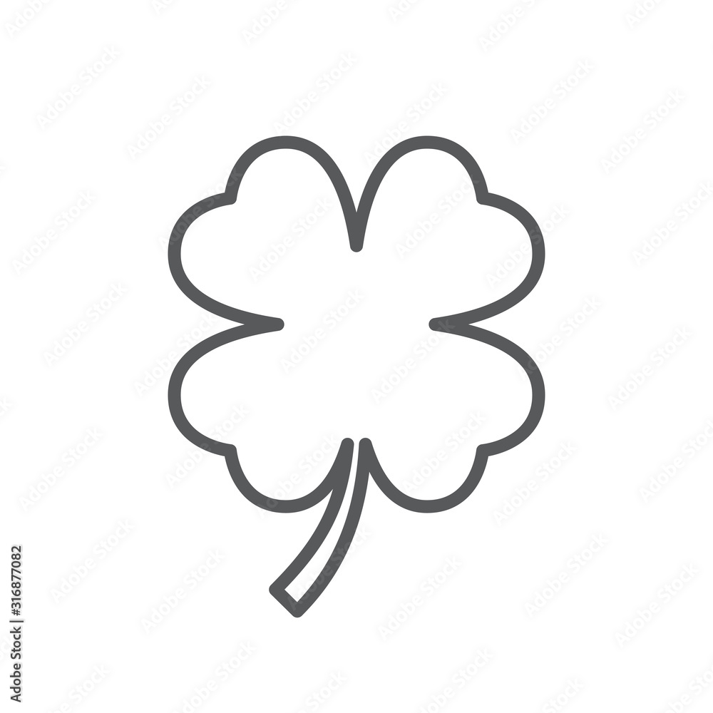 Four leaf clover line icon. Minimalist black icon isolated on white background. Clover simple silhouette. Web site page and mobile app design vector element. Four leaf clover line icon. Minimalist black icon isolated on white background. Clover simple silhouette. Web site page and mobile app design vector element.