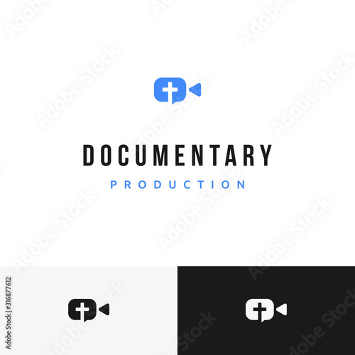 camera logo with cross inside in negative space logo design inspiration