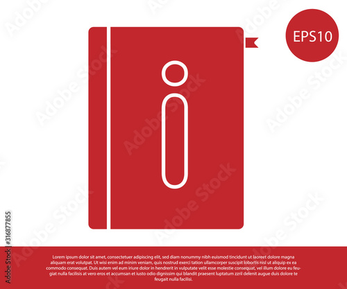 Red User manual icon isolated on white background. User guide book. Instruction sign. Read before use. Vector Illustration
