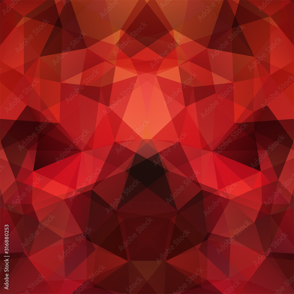 Fototapeta premium Geometric pattern, polygon triangles vector background in red  tones. Illustration pattern