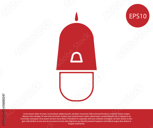 Red Police cap with cockade icon isolated on white background. Police hat sign. Vector Illustration