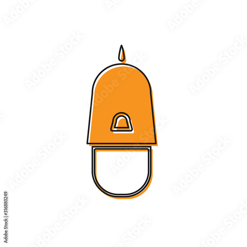 Orange Police cap with cockade icon isolated on white background. Police hat sign. Vector Illustration
