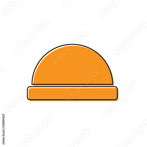 Orange Beanie hat icon isolated on white background. Vector Illustration