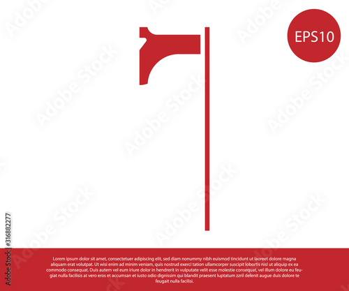 Red Medieval axe icon isolated on white background. Battle axe, executioner axe. Medieval weapon. Vector Illustration