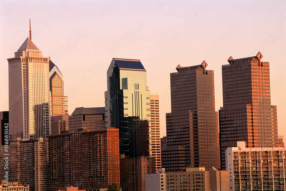 Philadelphia skyline in fading light