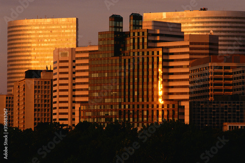 Sunrise on Rosslyn buildings