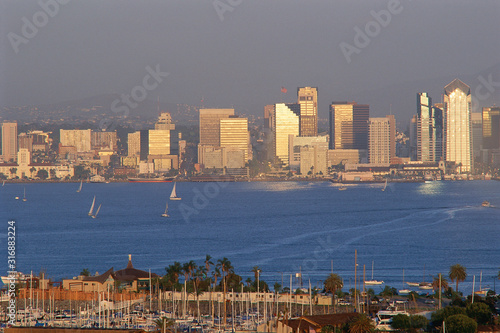 San Diego skyline and marina