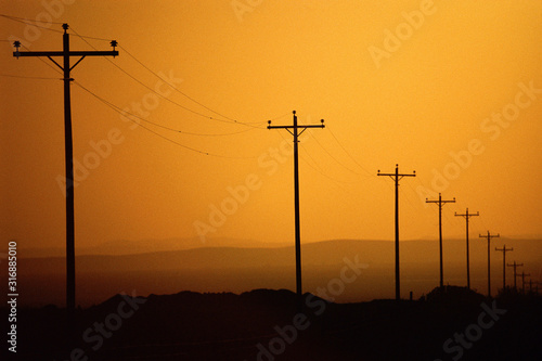 Phone lines lining road