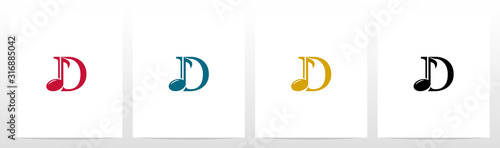 Music Note On Letter Logo Design D
