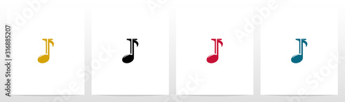Music Note On Letter Logo Design J