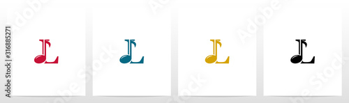 Music Note On Letter Logo Design L