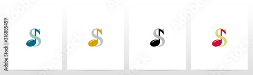 Music Note On Letter Logo Design S