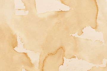 Vintage and old looking coffee cup stain background. Painted with a tea retro texture. Grunge paper for drawing. Ancient book page.