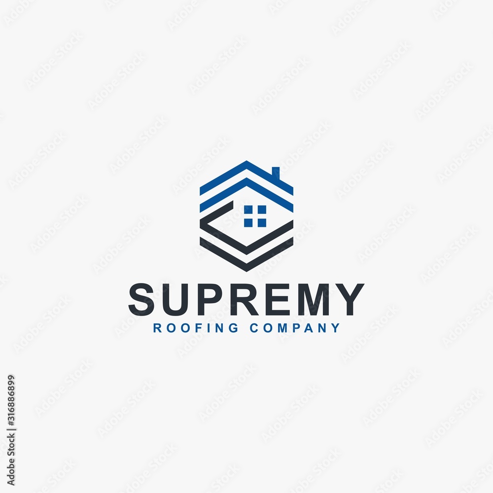 Real estate logo design. Monogram S and house abstract symbols. Outline house icon vector.