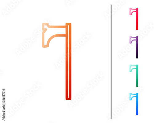 Red line Medieval axe icon isolated on white background. Battle axe, executioner axe. Medieval weapon. Set color icons. Vector Illustration