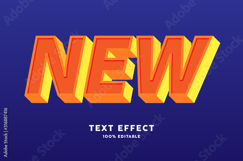 3D strong bold yellow orange text effect