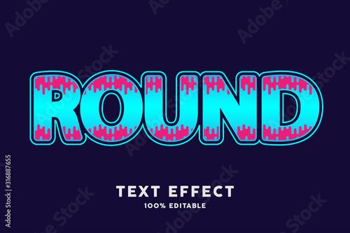 Cyan blue text with red round lines text effect