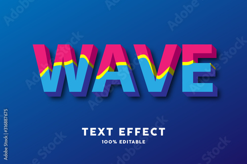 3d text red yellow blue wavy style text effect, editable text