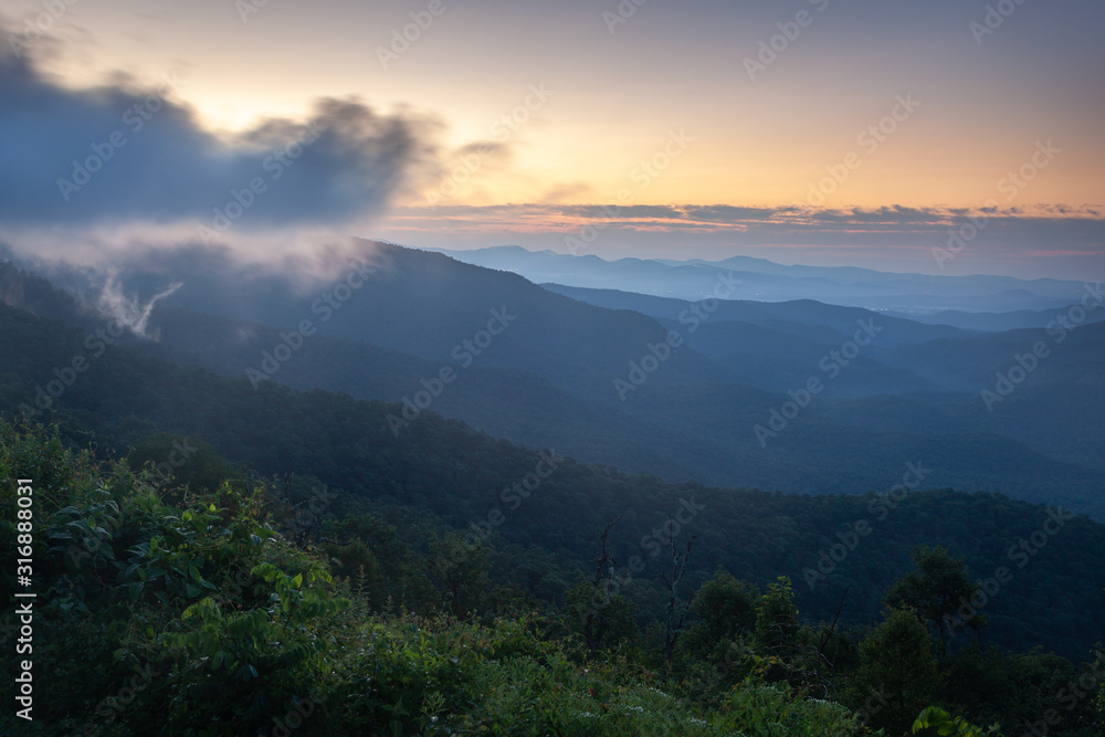 Photo at dawn in the Great Smoky Mountains in North Carolina