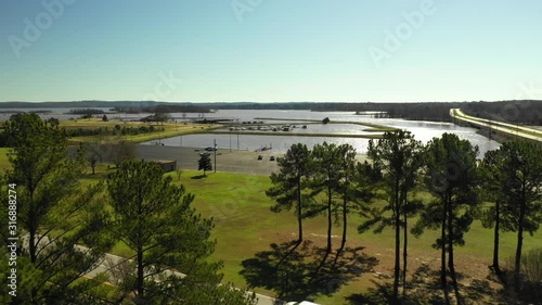 Aerial video Lakepoint Resort boat ramp Eufaula Alabama USA photo
