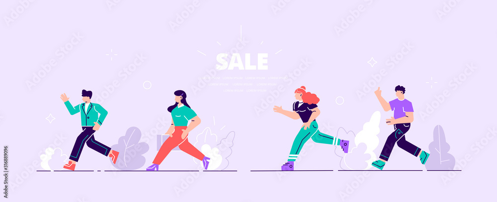 Vector illustration with running people Vector illustration with running people