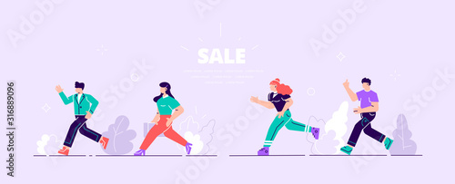 Vector illustration with running people
