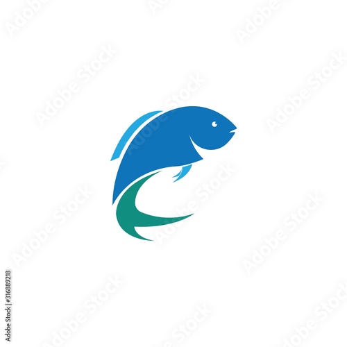 Fish logo template. Creative vector symbol of fishing club or online 