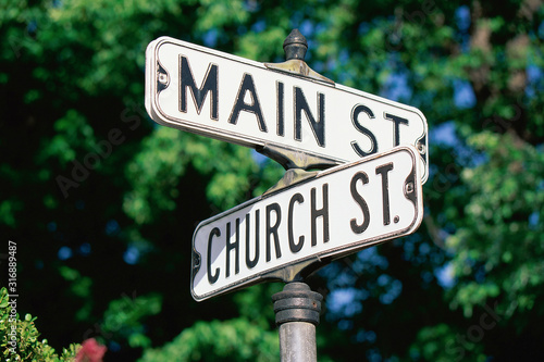 Sign post at corner of Main St. and Church St.