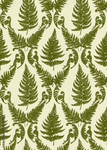 Fern Seamless Wallpaper Pattern Light Background