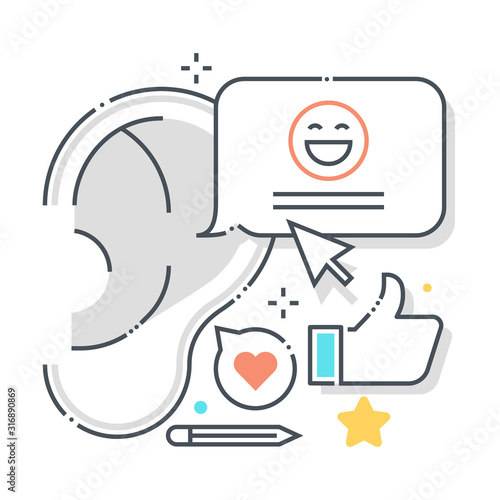 Buzz marketing related color line vector icon, illustration