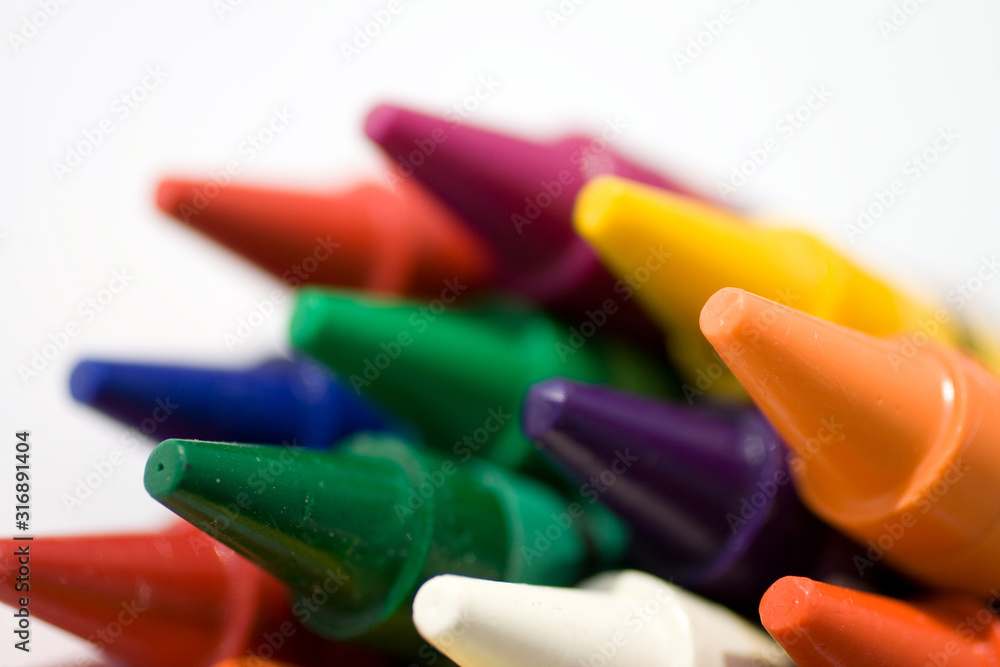 Close up shot of colorful crayons Close up shot of colorful crayons