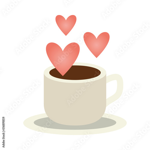 happy valentines day coffee cup with hearts