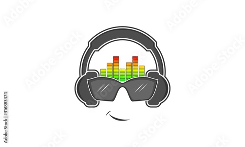 Listening to the music simple icon illustration logo