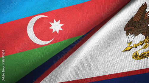 Azerbaijan and American Samoa two flags textile cloth, fabric texture