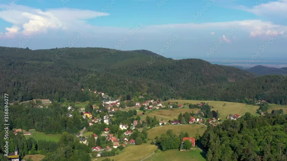 Aerial drone panoramic view of Vosges mountains. Alsace, France. Aerial drone panoramic view of Vosges mountains. Alsace, France.