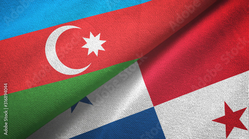 Azerbaijan and Panama two flags textile cloth, fabric texture