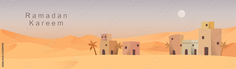 Happy eid mubarak and ramadan concept. Vector banner illustration Happy eid mubarak and ramadan concept. Vector banner illustration