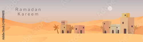Happy eid mubarak and ramadan concept. Vector banner illustration 