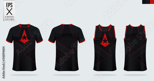 T-shirt sport mockup template design for soccer jersey, football kit. Tank top for basketball jersey and running singlet. Sport uniform in front view and back view. Vector art Illustration.