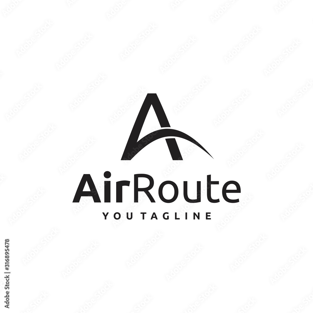 Air Route Letter A Logo Minimalist Modern Air Route Letter A Logo Minimalist Modern