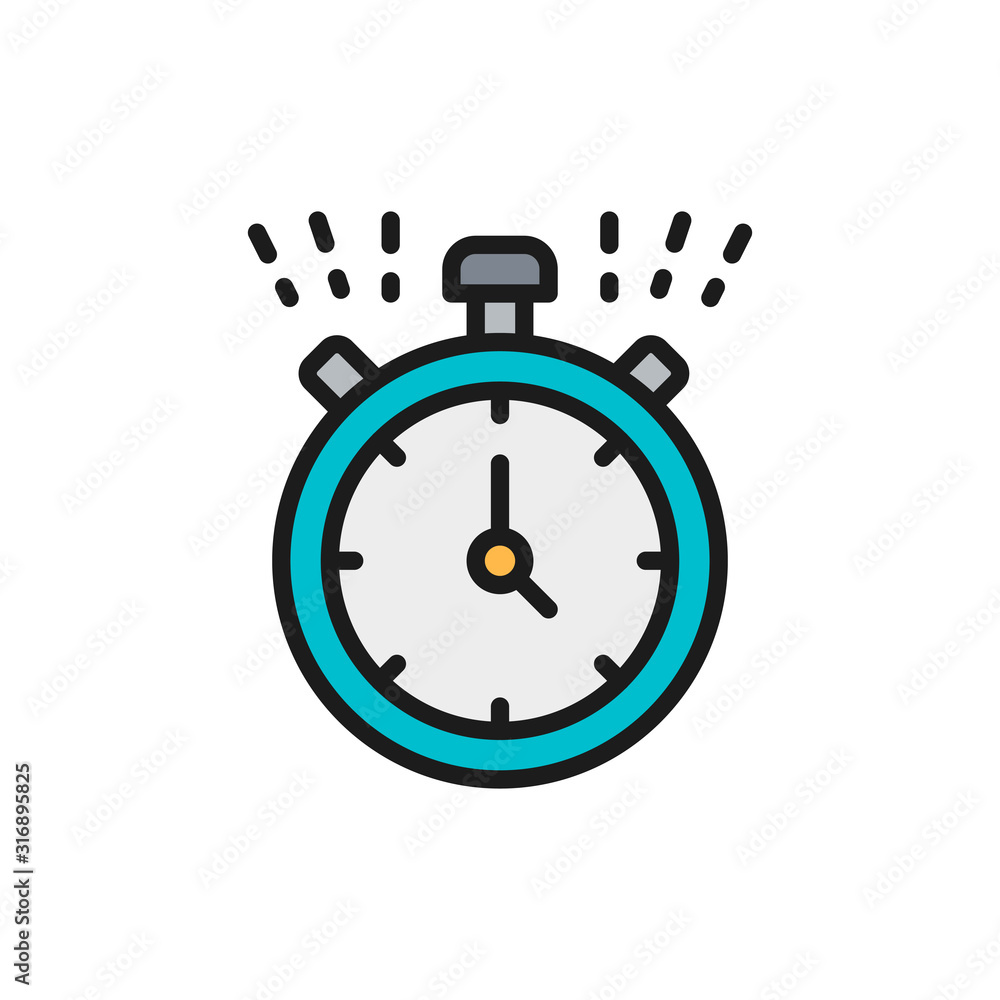 Vector stopwatch, timer, clock, watch flat color line icon. Stock Vector |  Adobe Stock