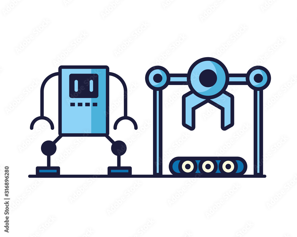 couple of robots technology icons couple of robots technology icons