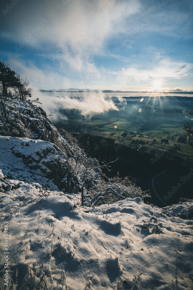snowy mountain landscape during sunrise in austria