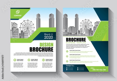 Brochure design, cover modern layout, annual report, poster, flyer in A4 with colorful triangles, geometric shapes for tech, science, market with light background